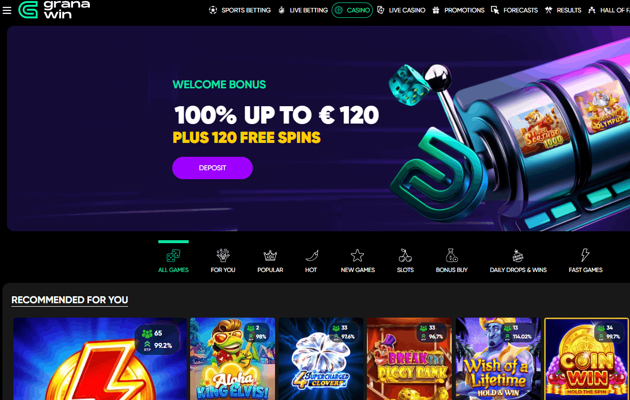 Granawin Casino – 150% hasta €750 + 170 GG y Uncrossable Rush