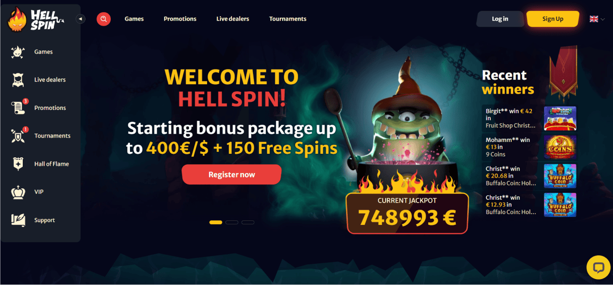 Hellspin Casino – Uncrossable Rush con licencia MGA y bono de bienvenida 100% hasta €500