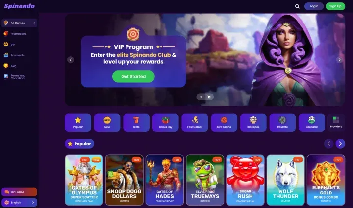 Spinando Casino – 20 GG sin depósito y licencia MGA