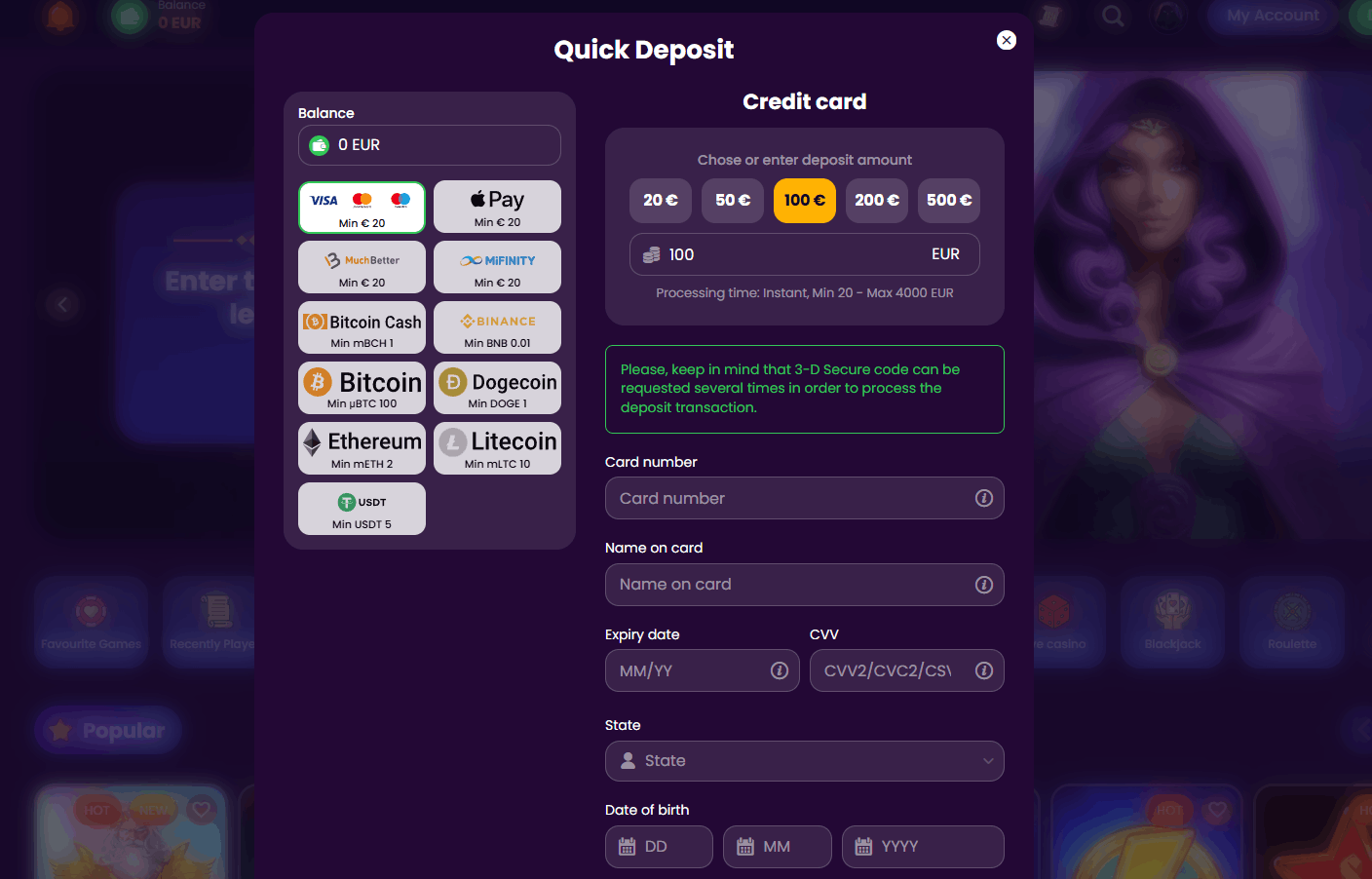 Como Depositar en Spinando – Métodos de pago y depósito mínimo